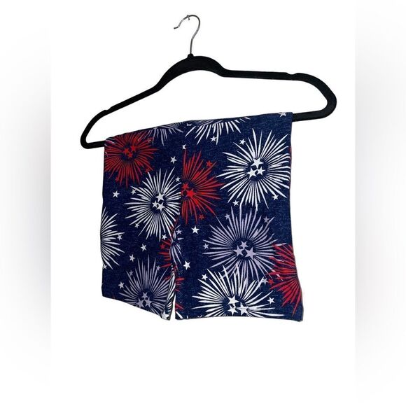 LuLaRoe Kids Size 12 Biker Shorts • Americana Collection •Navy Blue w/ Fireworks - Picture 6 of 11